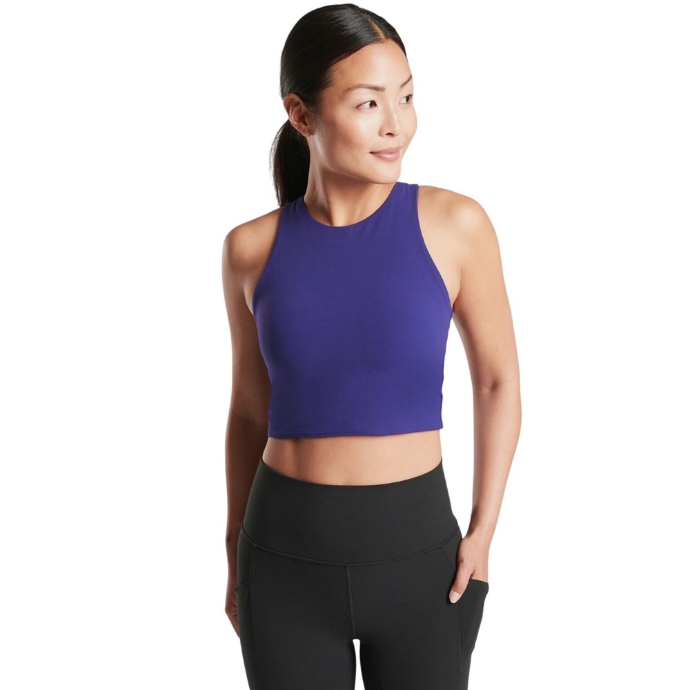 Athleta Conscious Crop High Neck Bra/Tank Top Athletic Workout Fitness